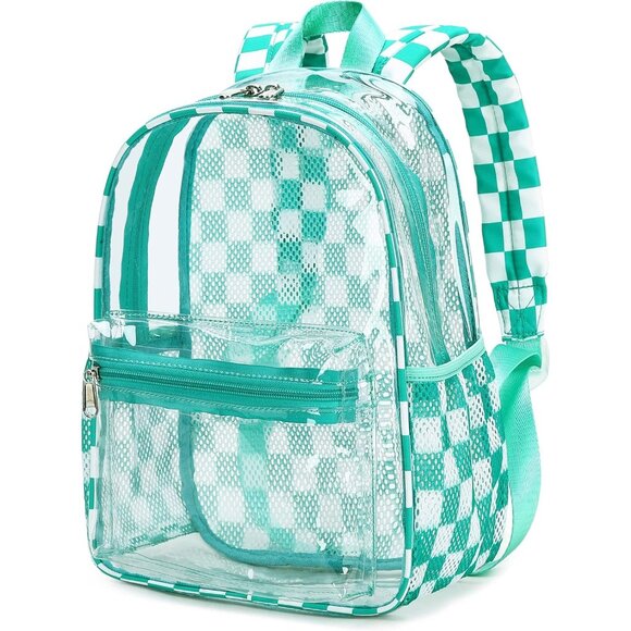 New Beautiful Green White Clear Small Backpack for Girls, Women's (12x12x6) - Picture 1 of 9